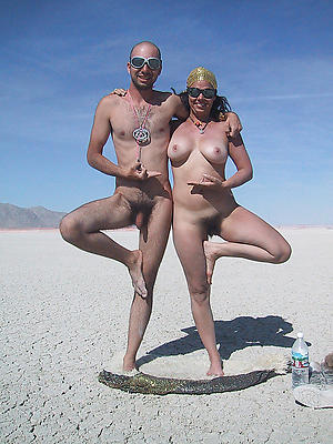 full-grown off colour couples posing nude