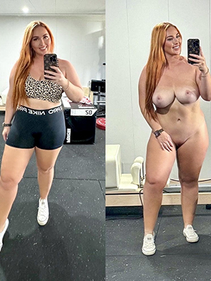 grown-up moms dressed and undressed shows off everything